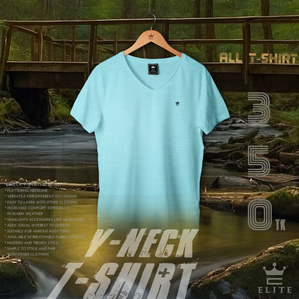 Men's Soft Mint Olive Full Cotton V-Neck T-Shirt Elite