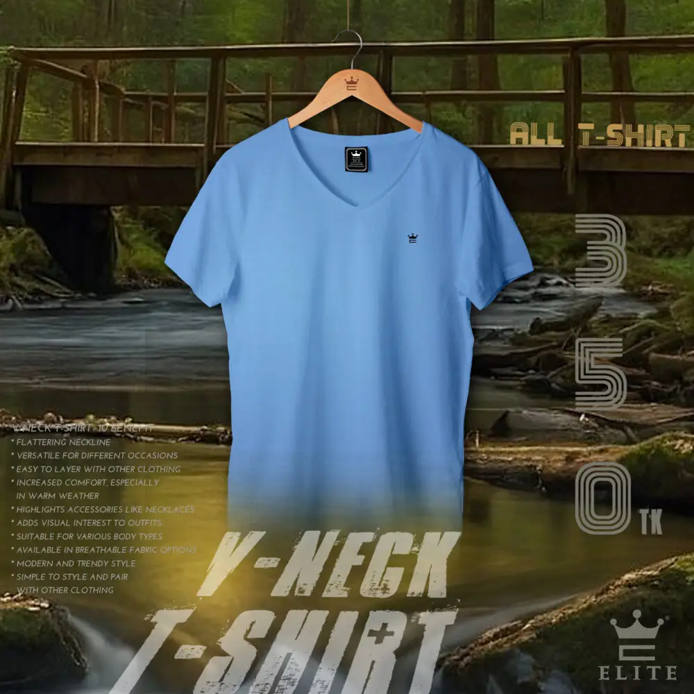 Men's Light Blue V-Neck T-Shirt Elite